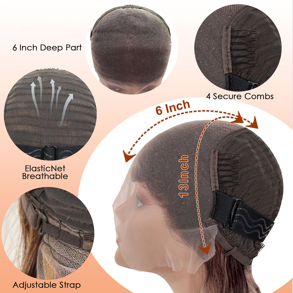 Hepnok 13x6 lace front offers flexible parting: middle, side, or free part.