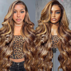 Hepnok honey blonde ombre lace front wig with natural-looking color transition for versatile daily styling.