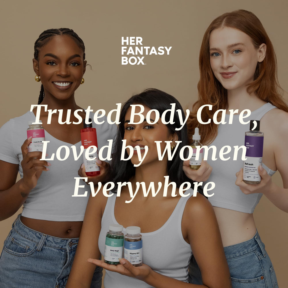 Her Fantasy Box Everywhere Deodorant berry scent emphasizes all-day freshness concept.