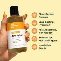 Her Fantasy Box ingredient closeup highlights vitamin E and turmeric oil benefits