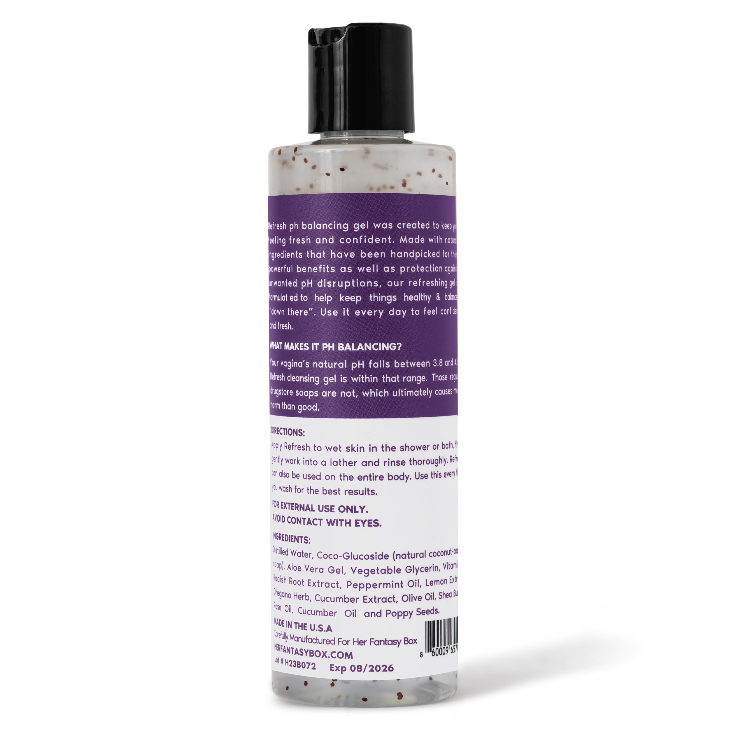 Her Fantasy Box Refresh soothing aloe vera for skin comfort during cleansing.