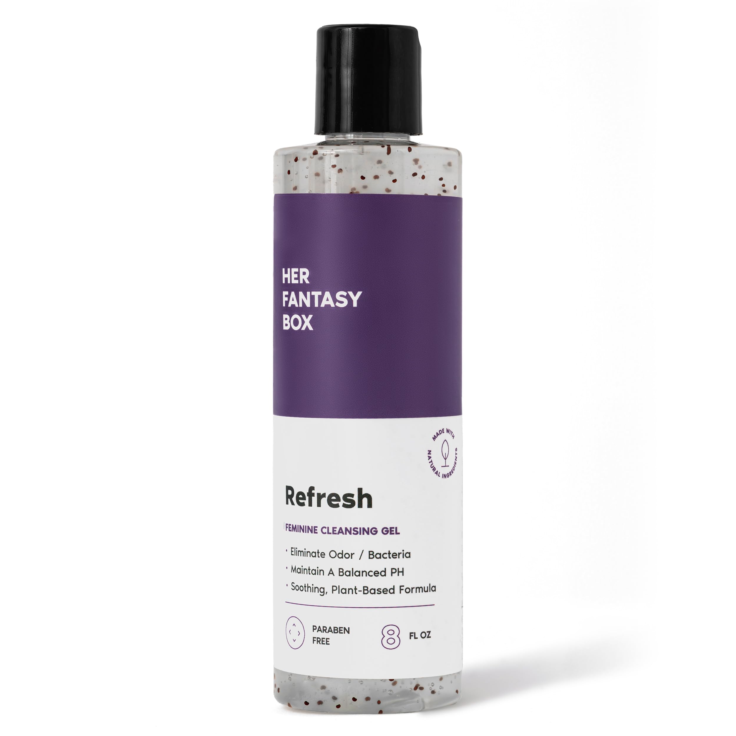 Her Fantasy Box Refresh bottle with gentle cleansing for sensitive areas.