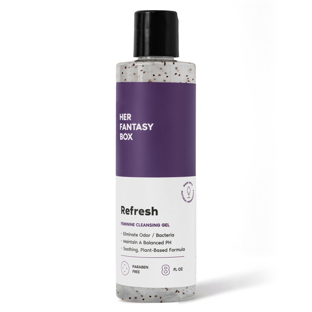 Her Fantasy Box Refresh bottle with gentle cleansing for sensitive areas.