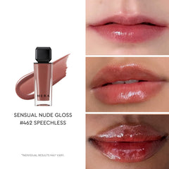 HERA Sensual Nude Gloss 462 MLBB shade swatch on lip for natural color.