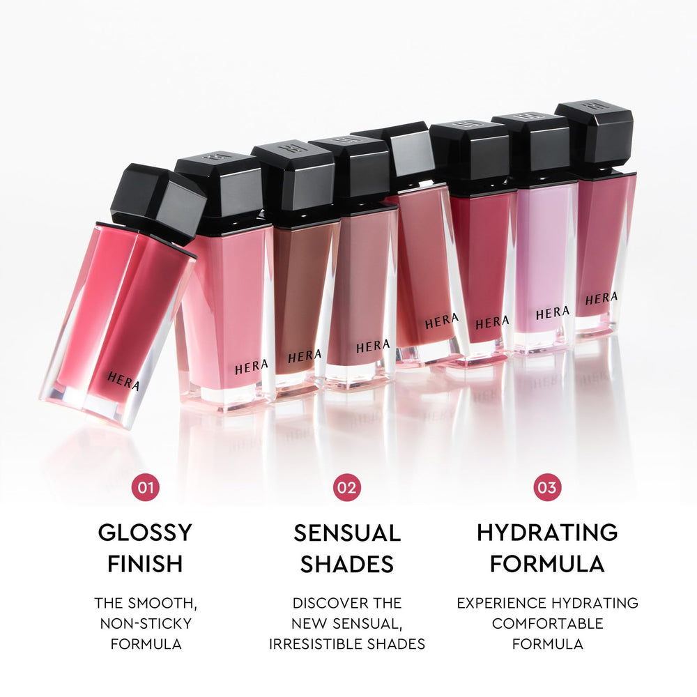 HERA Sensual Nude Gloss mlbb-tone showcases refined lip color suitable for any occasion.
