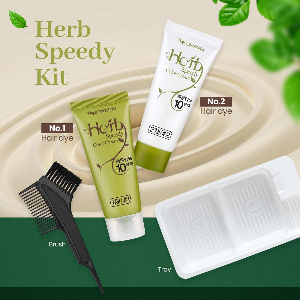 Herb Speedy color cream Natural Black color swatch showcases vibrant, lasting shade.