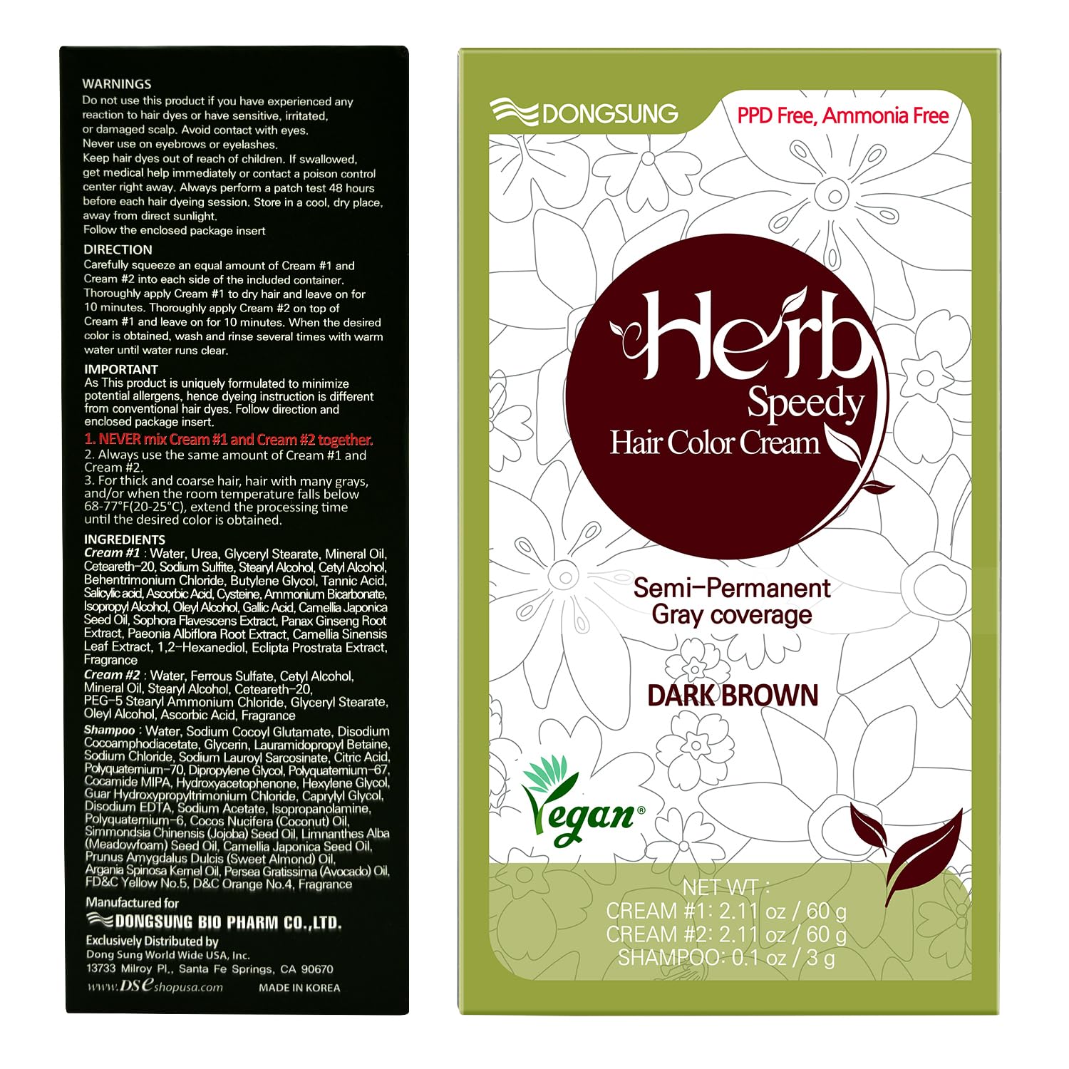 Herb Speedy packaging indicating dermatologist-tested and safe for sensitive scalps.