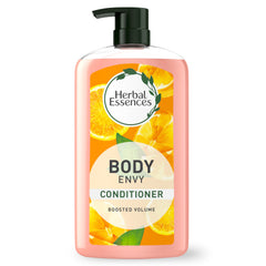 Herbal Essences Body Envy conditioner bottle close-up showing lightweight volumizing formula for fine hair.
