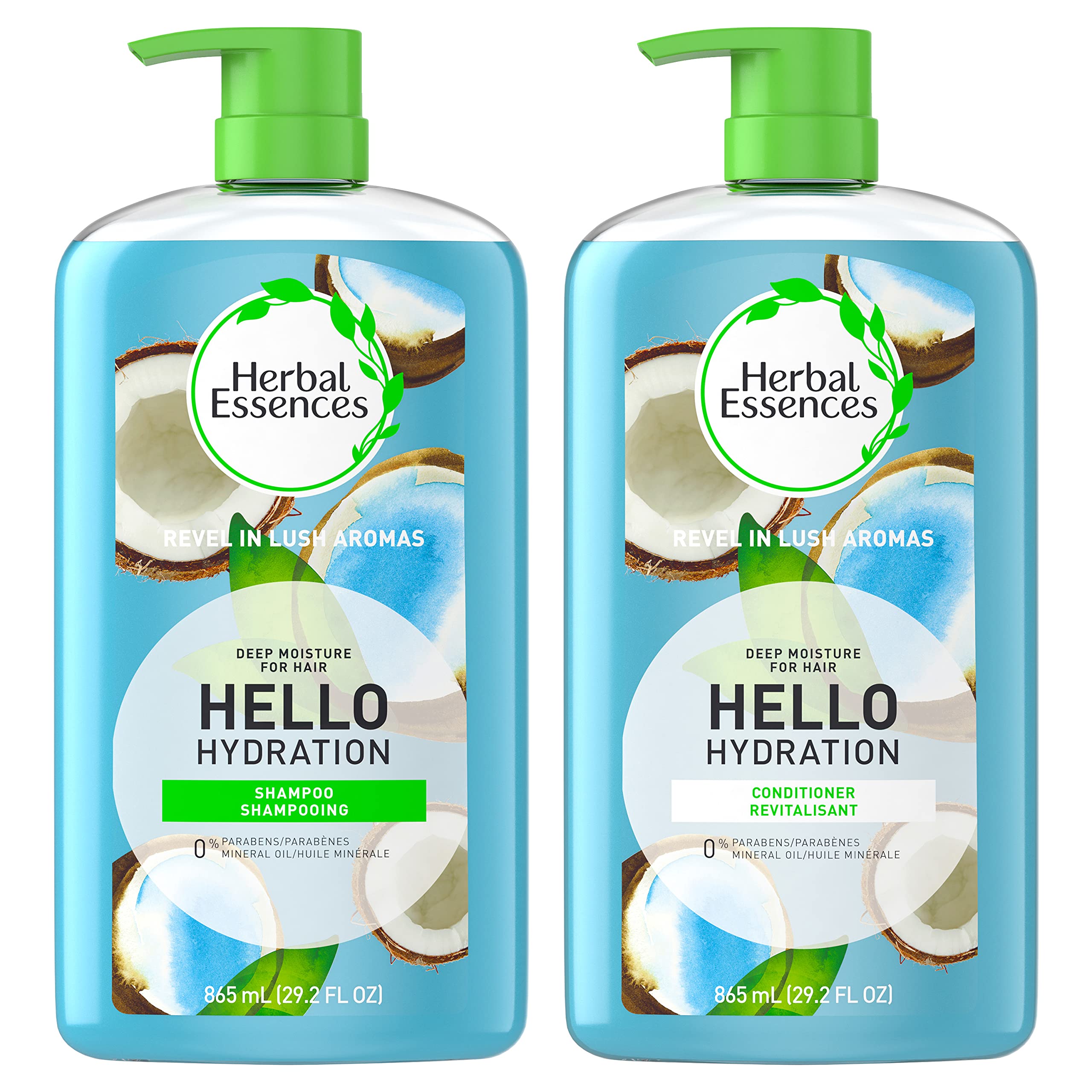 Herbal Essences Hello Hydration shampoo bottle showing hydrating formula for dry hair