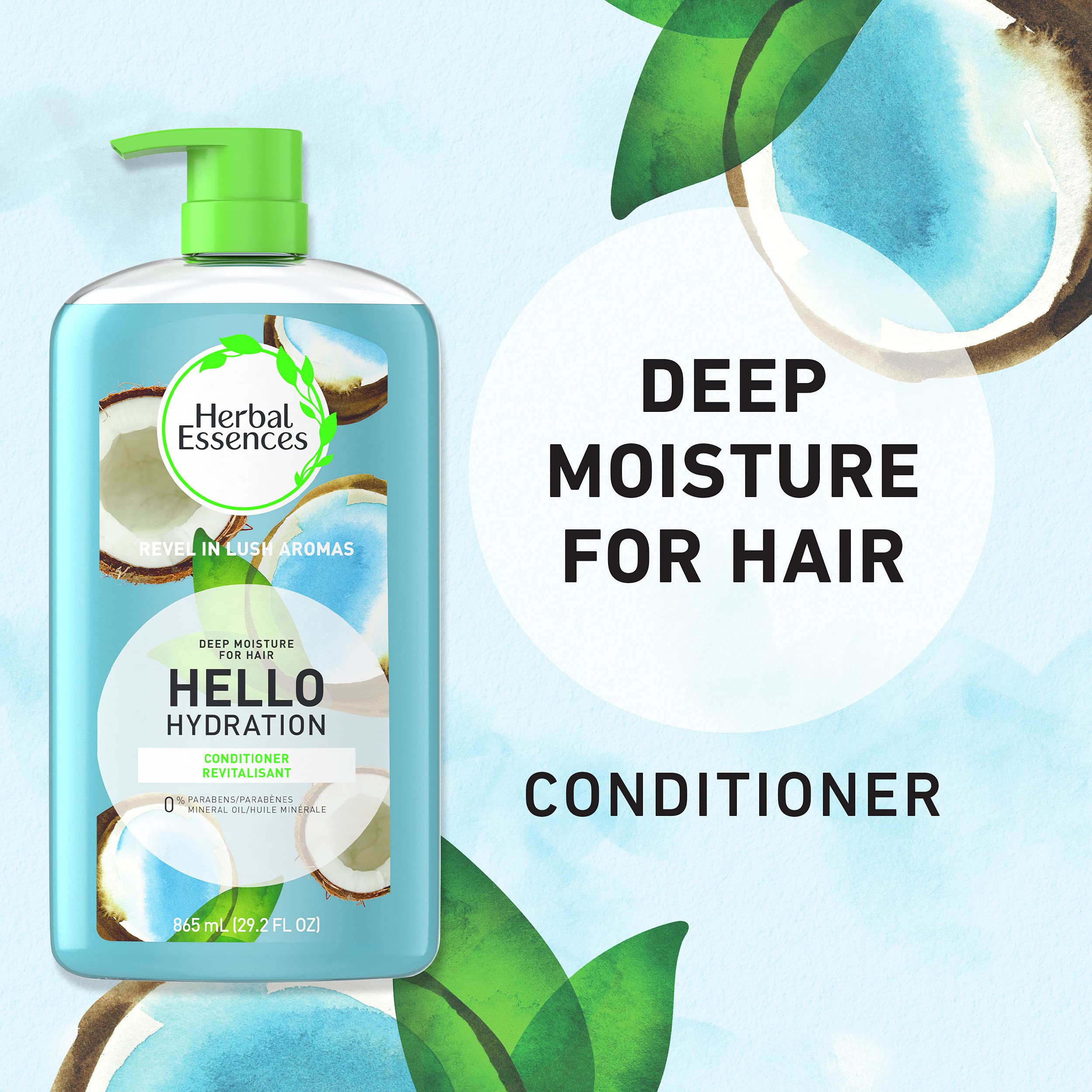 Herbal Essences paraben-free label closeup signaling gentle formulation for scalp comfort