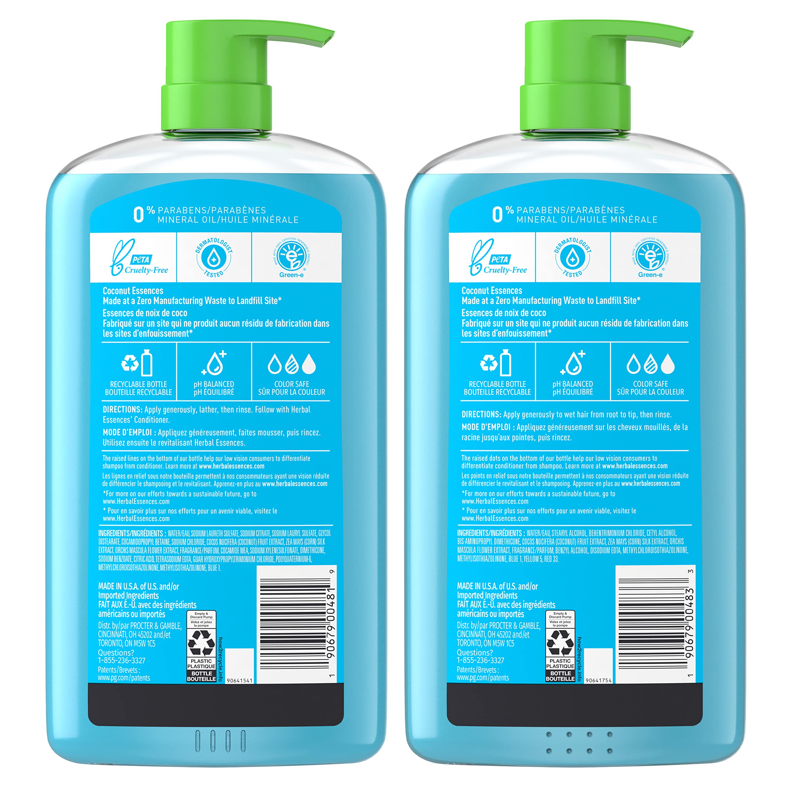 Herbal Essences recyclable bottle graphic emphasizing eco-friendly packaging