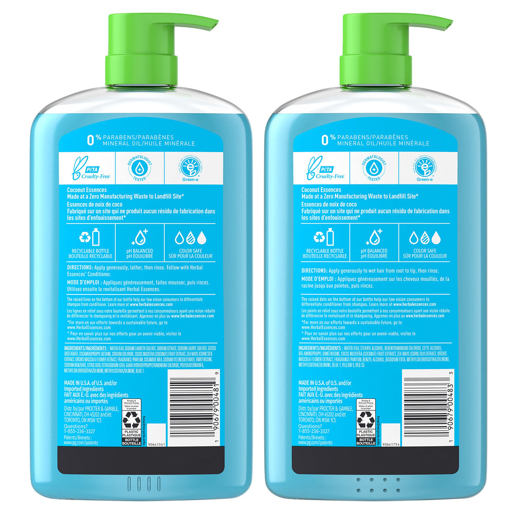 Herbal Essences recyclable bottle graphic emphasizing eco-friendly packaging