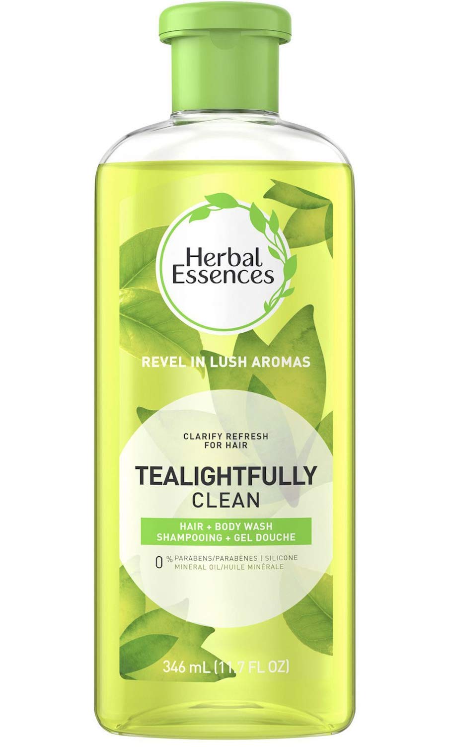 Herbal Essences Tea-Lightfully Clean shampoo bottle highlighting a gentle clarifying formula for fresh, lightweight hair