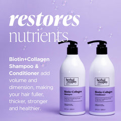 Herbalosophy Biotin & Collagen Conditioner rinse shot emphasizes detangling