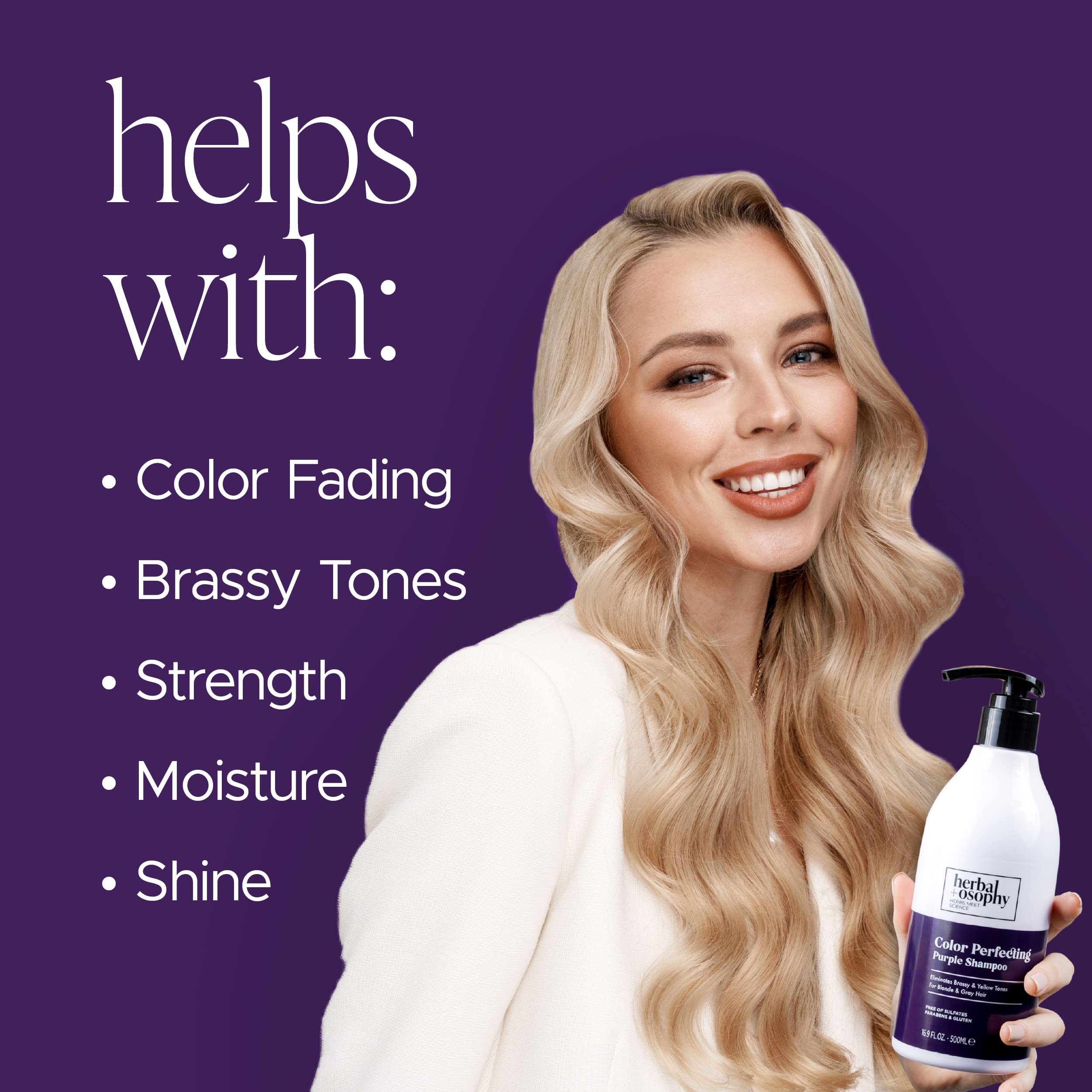 Herbalosophy sulfate-free formula shown on bottle emphasizes safe color care