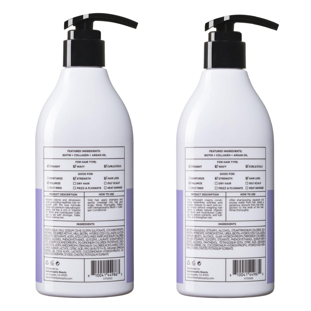 Herbalosophy duo close-up evokes premium haircare experience
