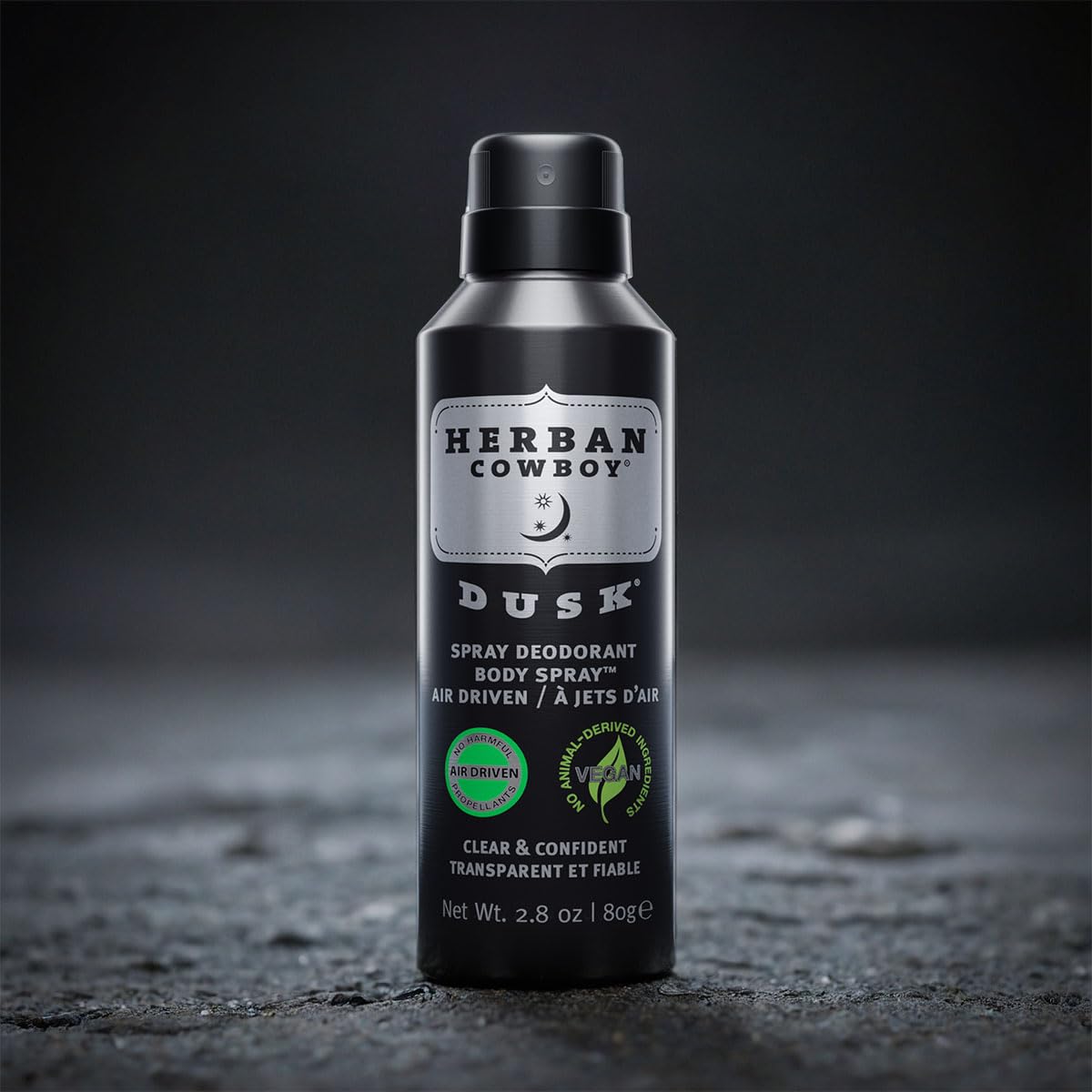 Herban Cowboy Dusk lavender-note bottle evokes calming scent for daily wear.