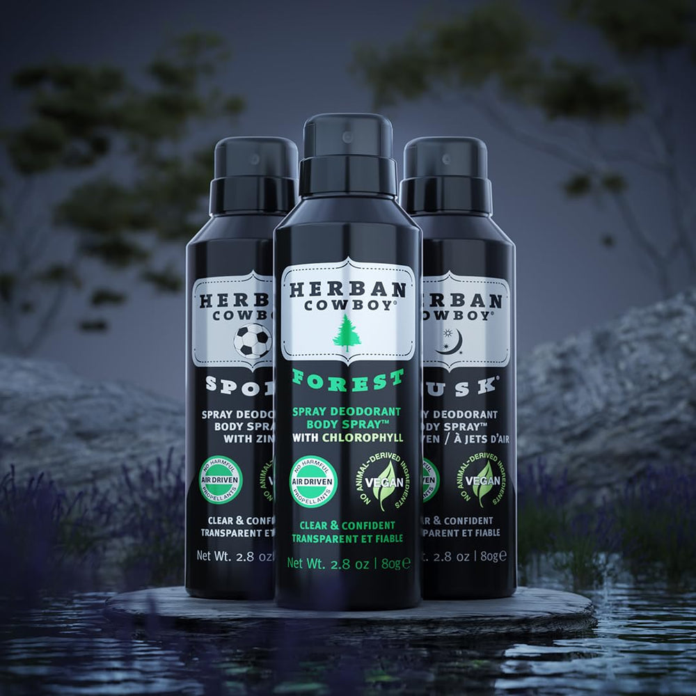 Herban Cowboy Dusk quick-dry spray demonstrates fast absorption with no residue.