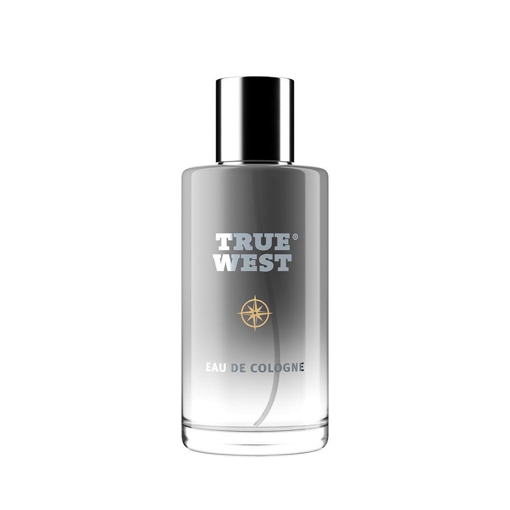 Herban Cowboy True West bottle-front view showcases rugged aroma for daily confidence.
