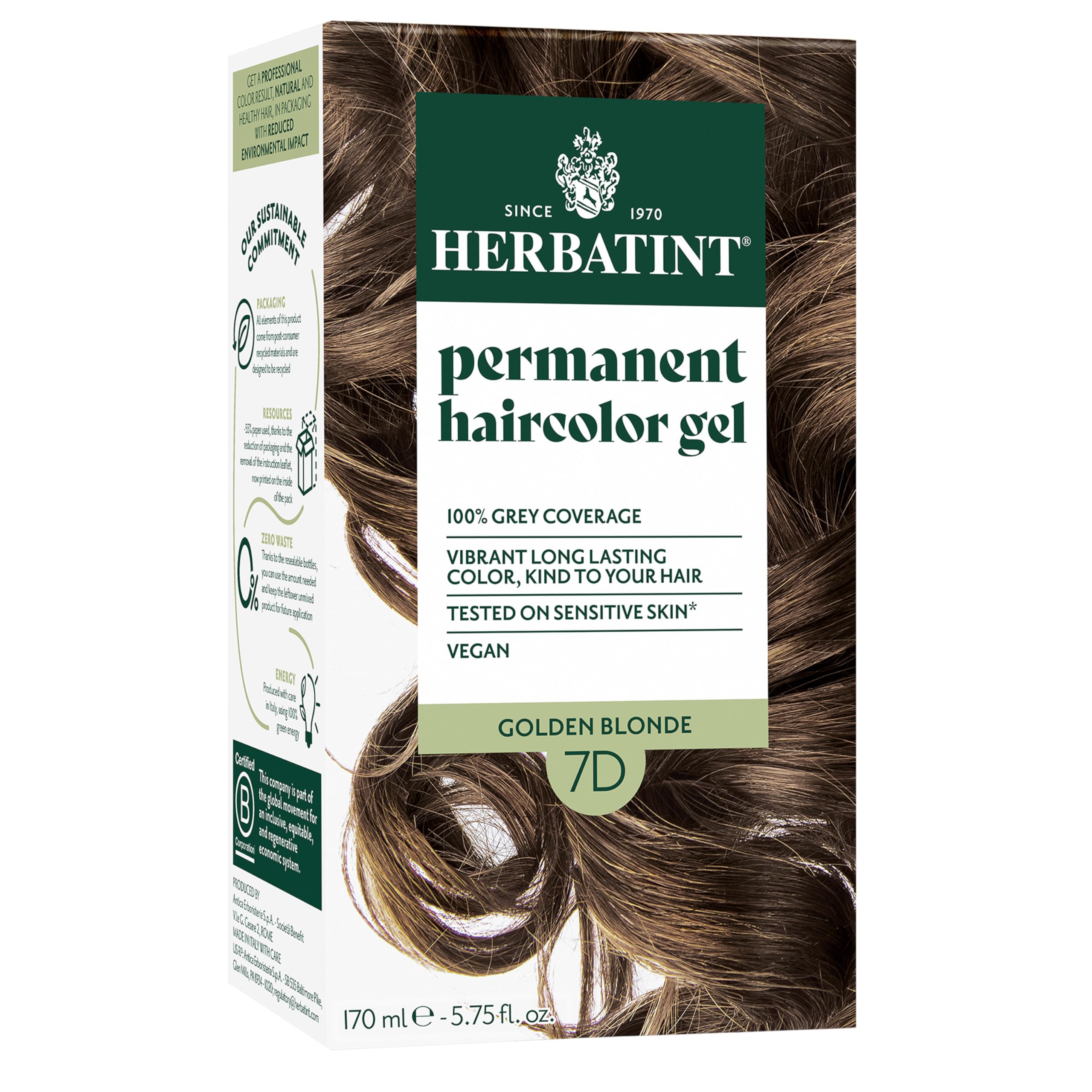 Herbatint 7D Golden Blonde color application for even coverage and natural glow.