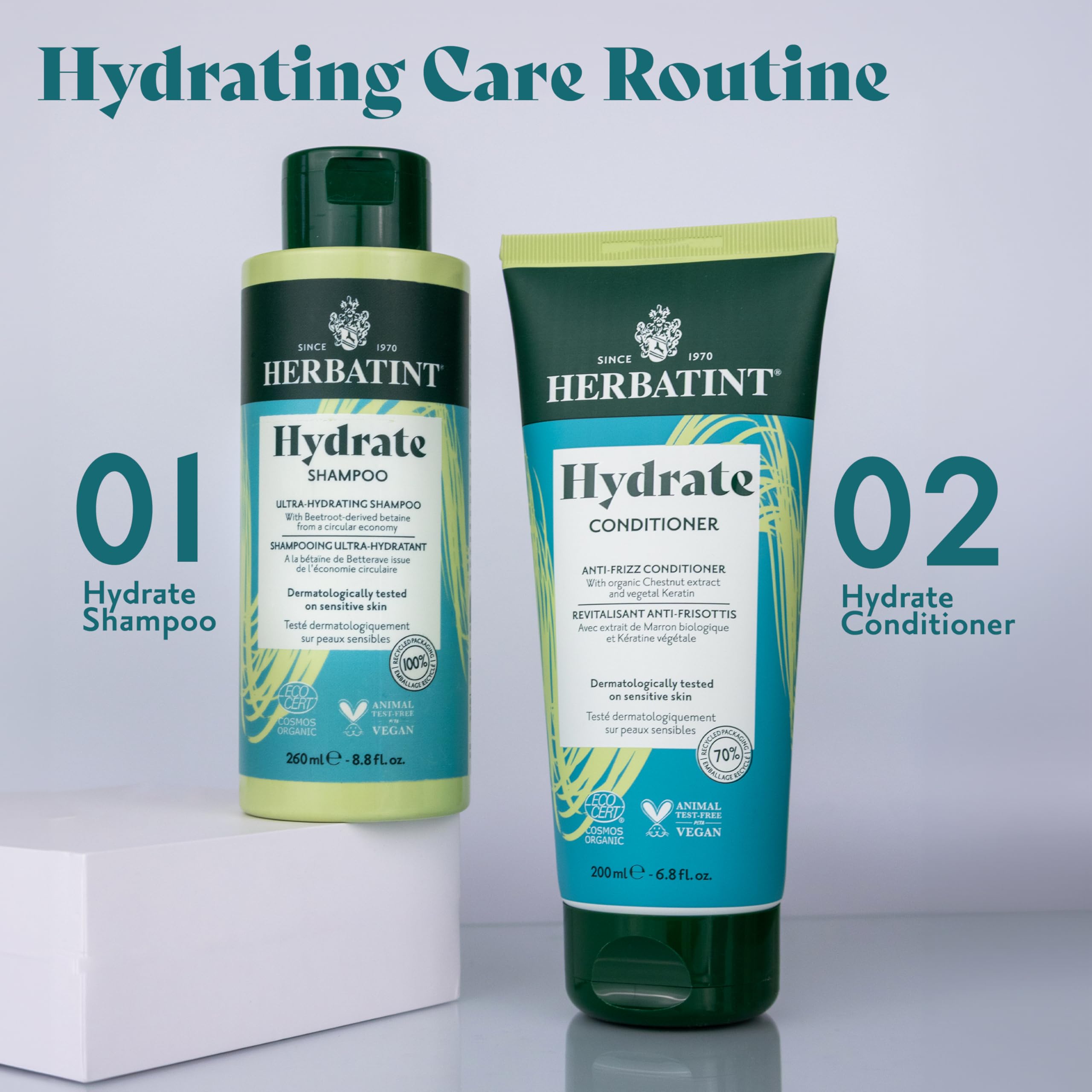 Herbatint Hydrate Conditioner maca ingredients label photo highlights plant-based care.