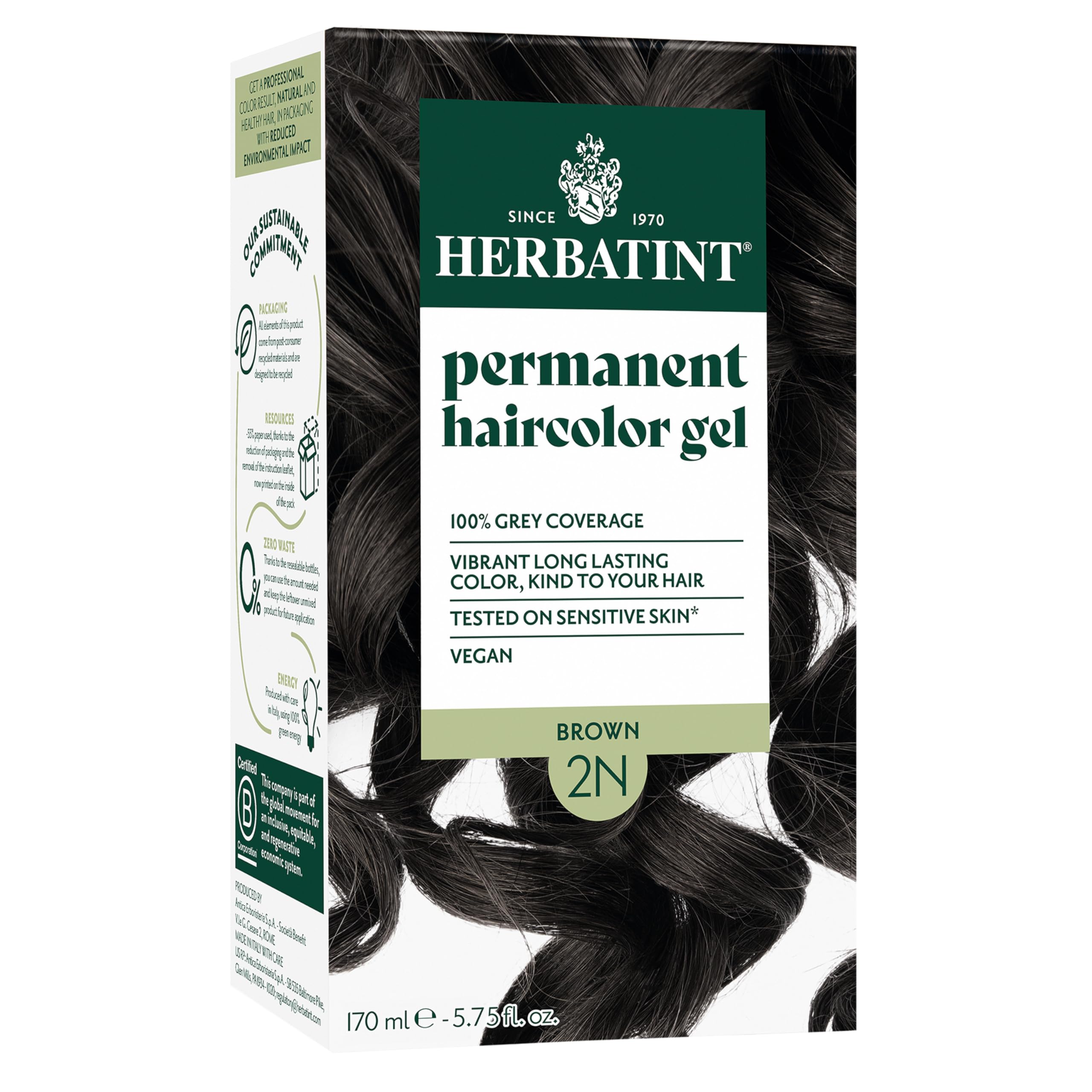 Herbatint Natural Series 2N Brown packaging for eco-friendly home color