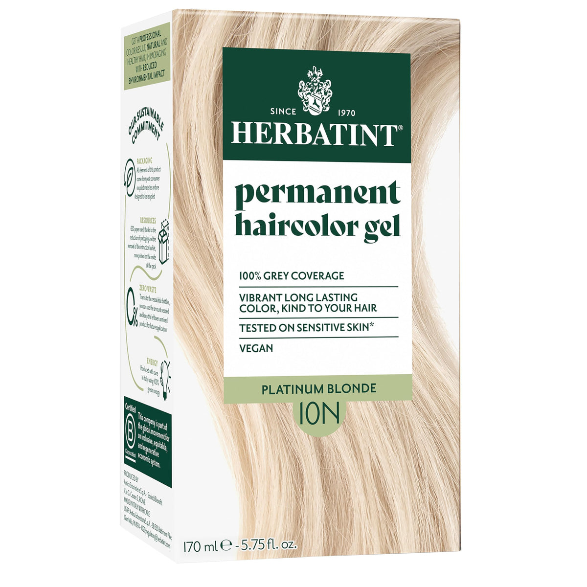 Herbatint permanent hair dye 10N platinum blonde application for even gray coverage
