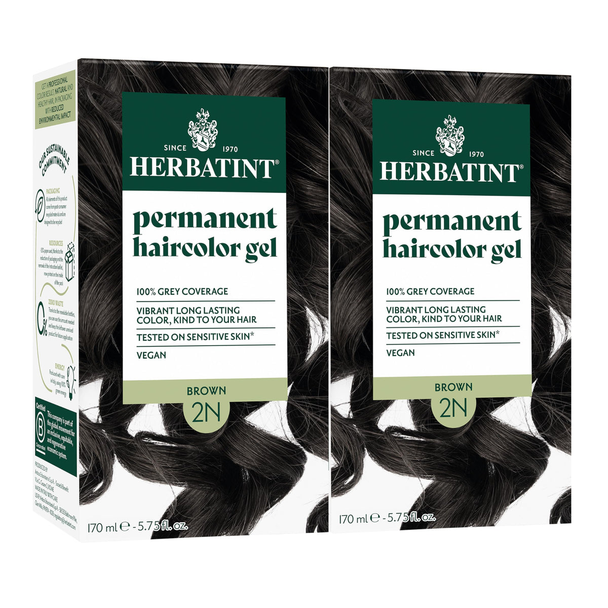 Herbatint 2N Brown box front shows eco-friendly packaging for bold gray coverage