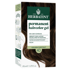 Herbatint permanent hair dye 4D Golden Chestnut application demonstrates even coverage for resistant gray hair.