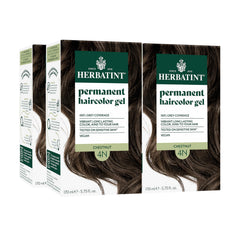 Herbatint 4N Chestnut packaging with dye bottle and conditioner sample for extended color care.
