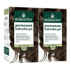 Herbatint permanent hair dye 5N light chestnut application for even gray coverage.