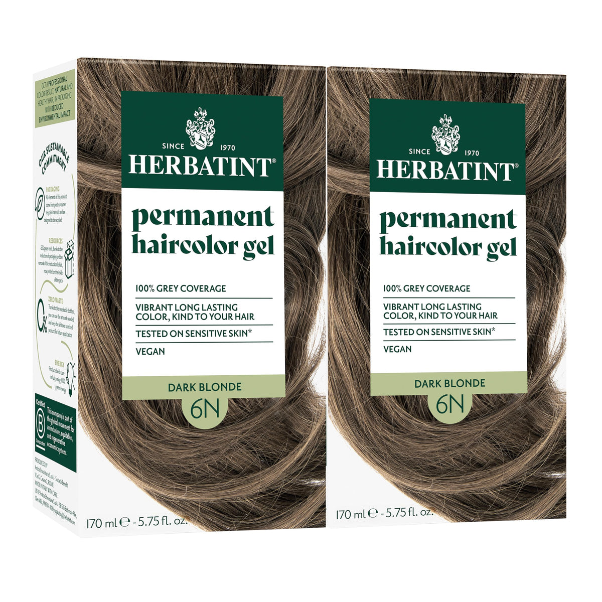 Herbatint permanent hair dye 6N dark blonde applying formula for even gray coverage