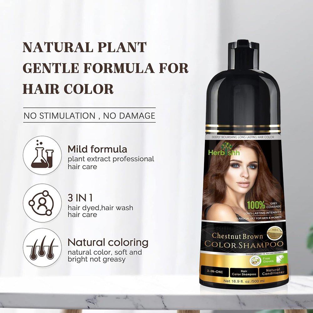 Herbishh ammonia-free 3-in-1 formula colors cleanses and conditions
