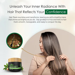 Herbishh Argan Hair Mask jar highlighting rich conditioning for frizz control.