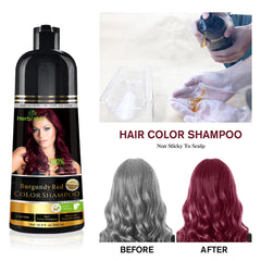 Herbishh Burgundy 3-in-1 shampoo pump showing easy at-home color application