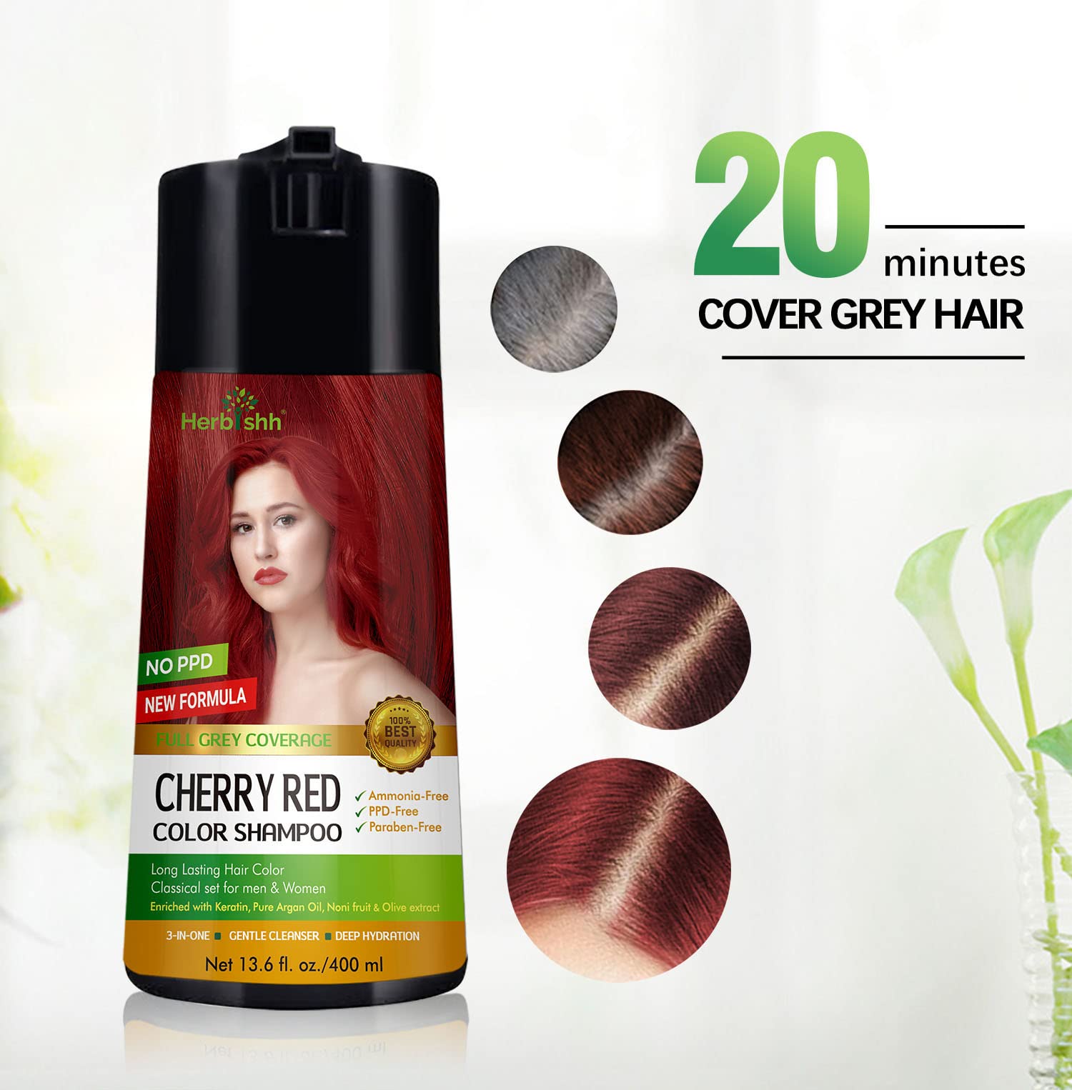 Herbishh Argan oil hydration imagery highlights deep conditioning and shine