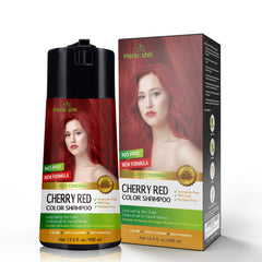 Herbishh Cherry Red application close-up shows even coverage on gray strands