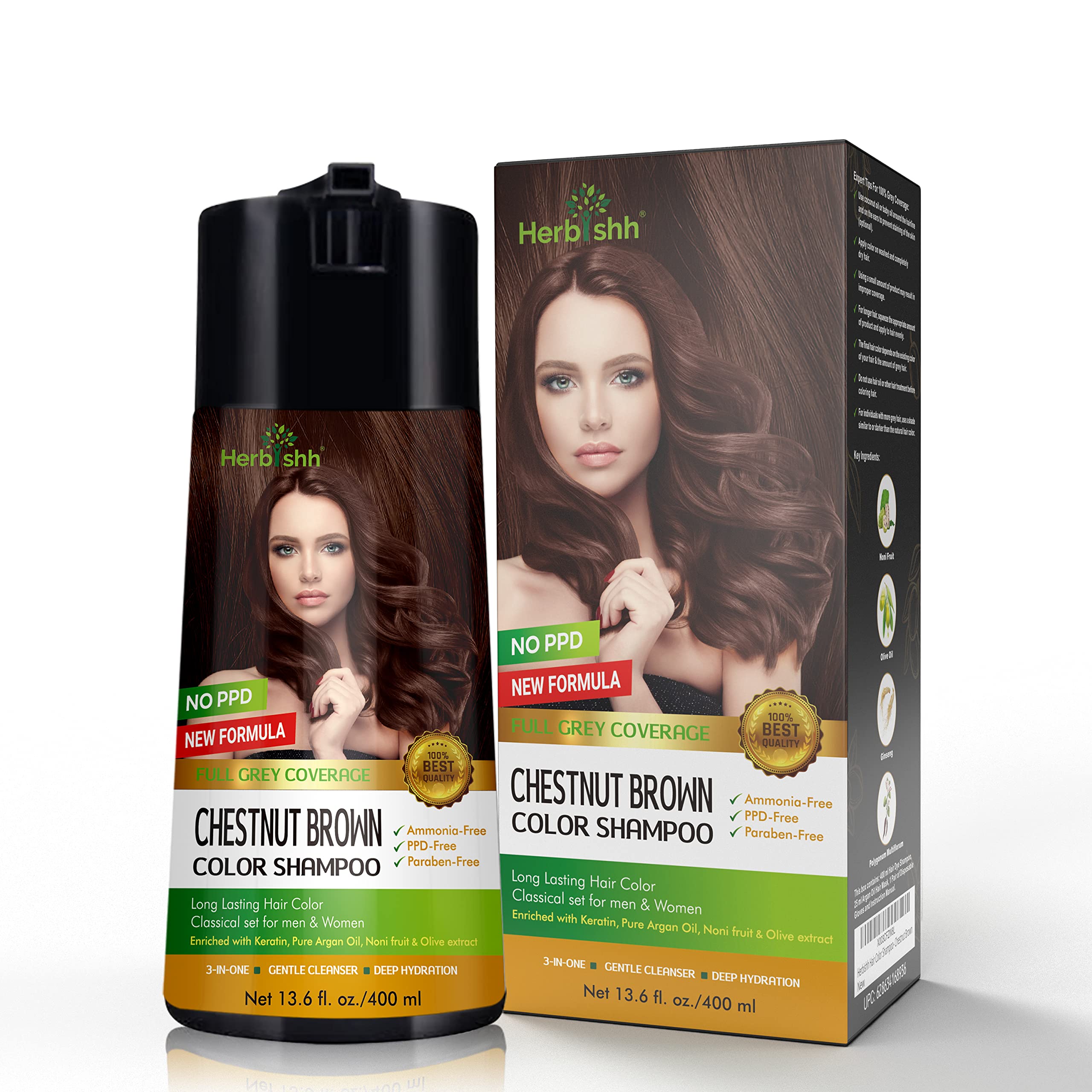Herbishh color shampoo gray hair application demonstrates easy, mess-free color touch-ups