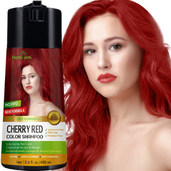 Herbishh Color Shampoo gray hair packshot highlighting Cherry Red shade for at-home color