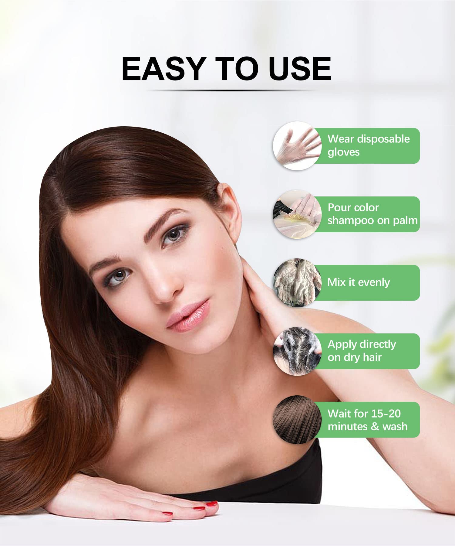Herbishh color shampoo packaging shows natural ingredients and color options for daily use
