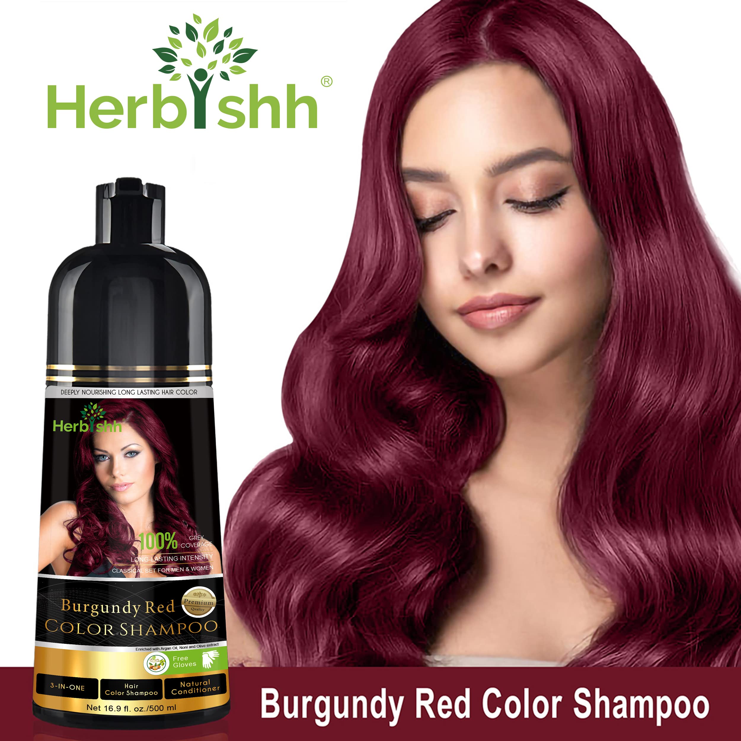 Herbishh gray hair color result close-up shows long-lasting color and shine