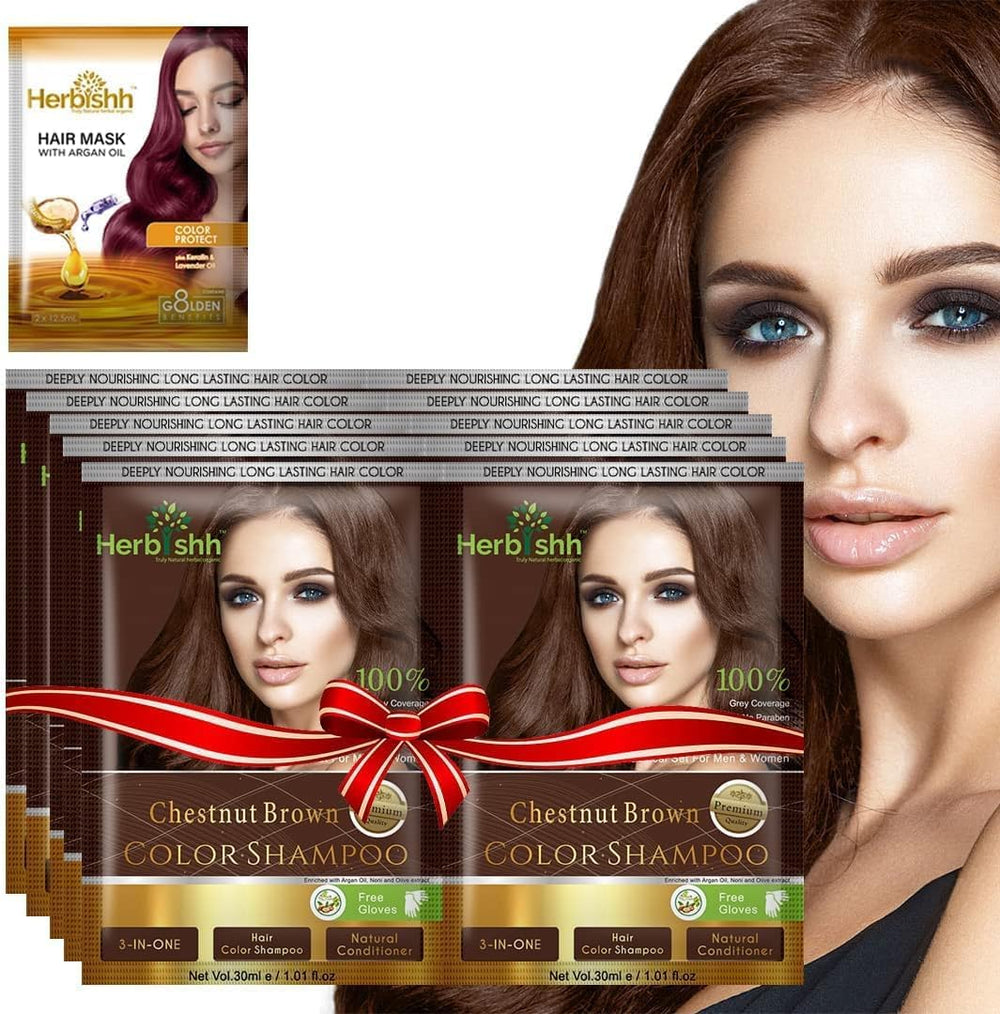 Herbishh gray hair color shampoo travel pack demonstrates convenient at-home color on the go