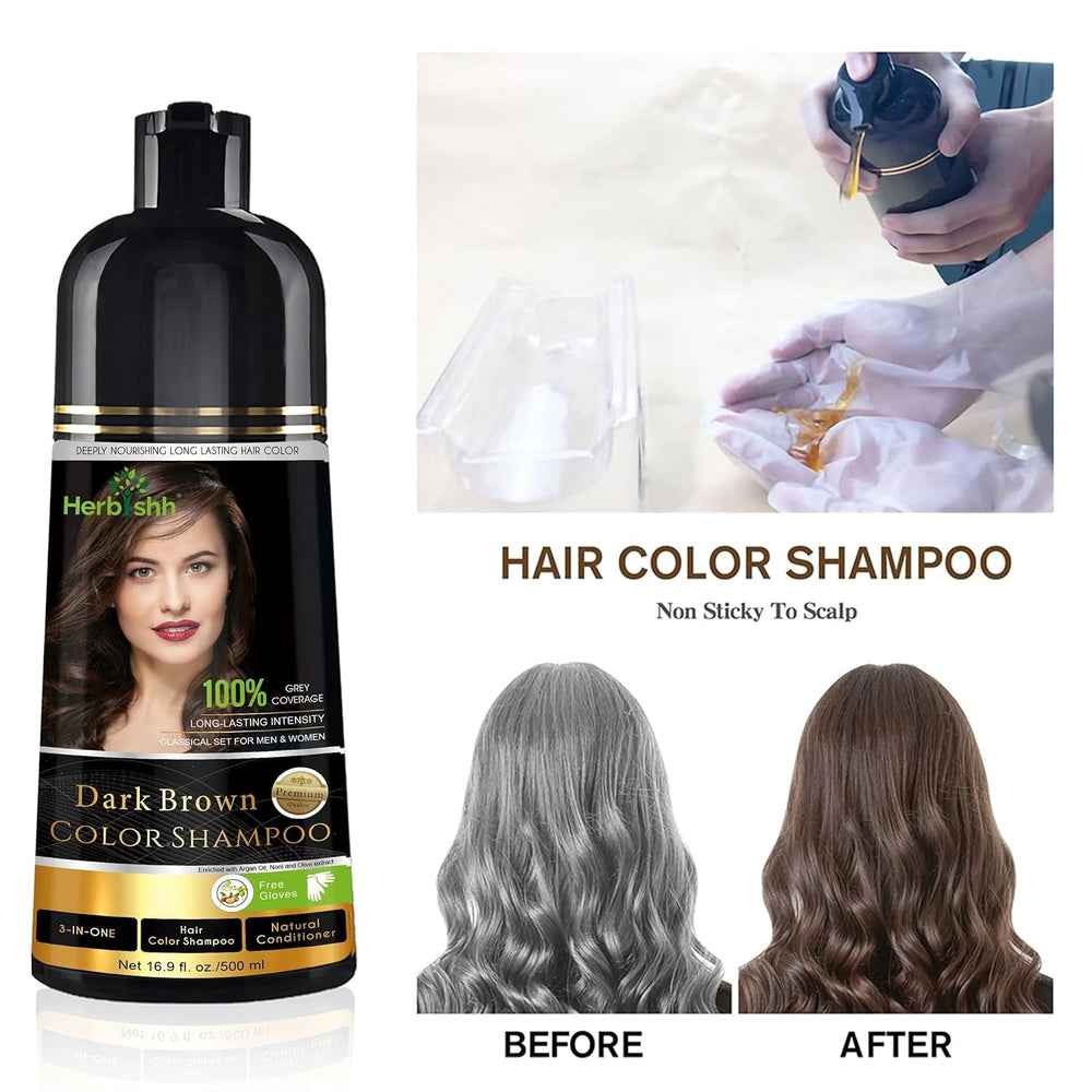 Herbishh Hair Color Shampoo application demonstrates quick 5–10 minute color at home