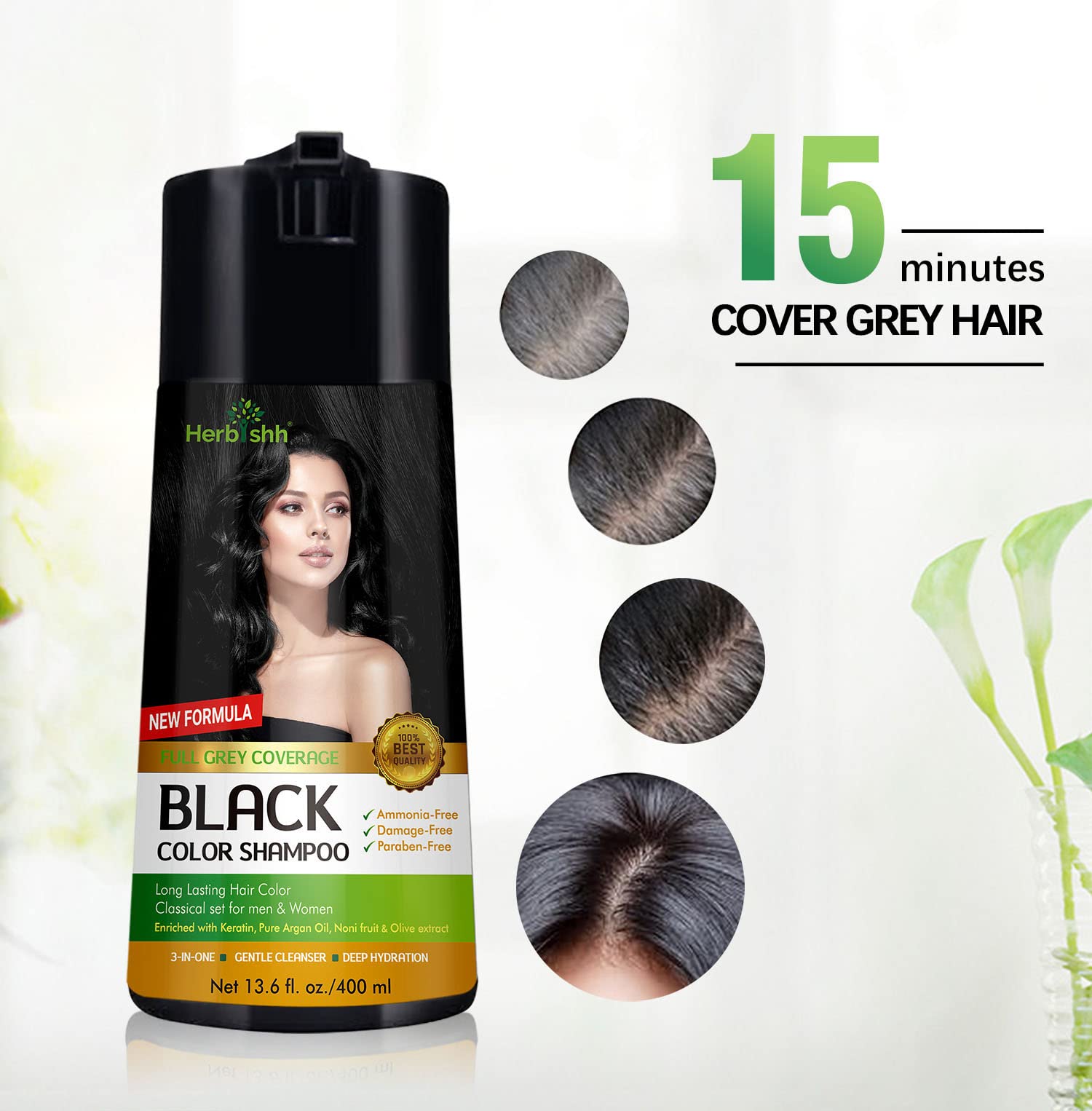 Herbishh Hair Color Shampoo argan oil nourishes for smooth hair