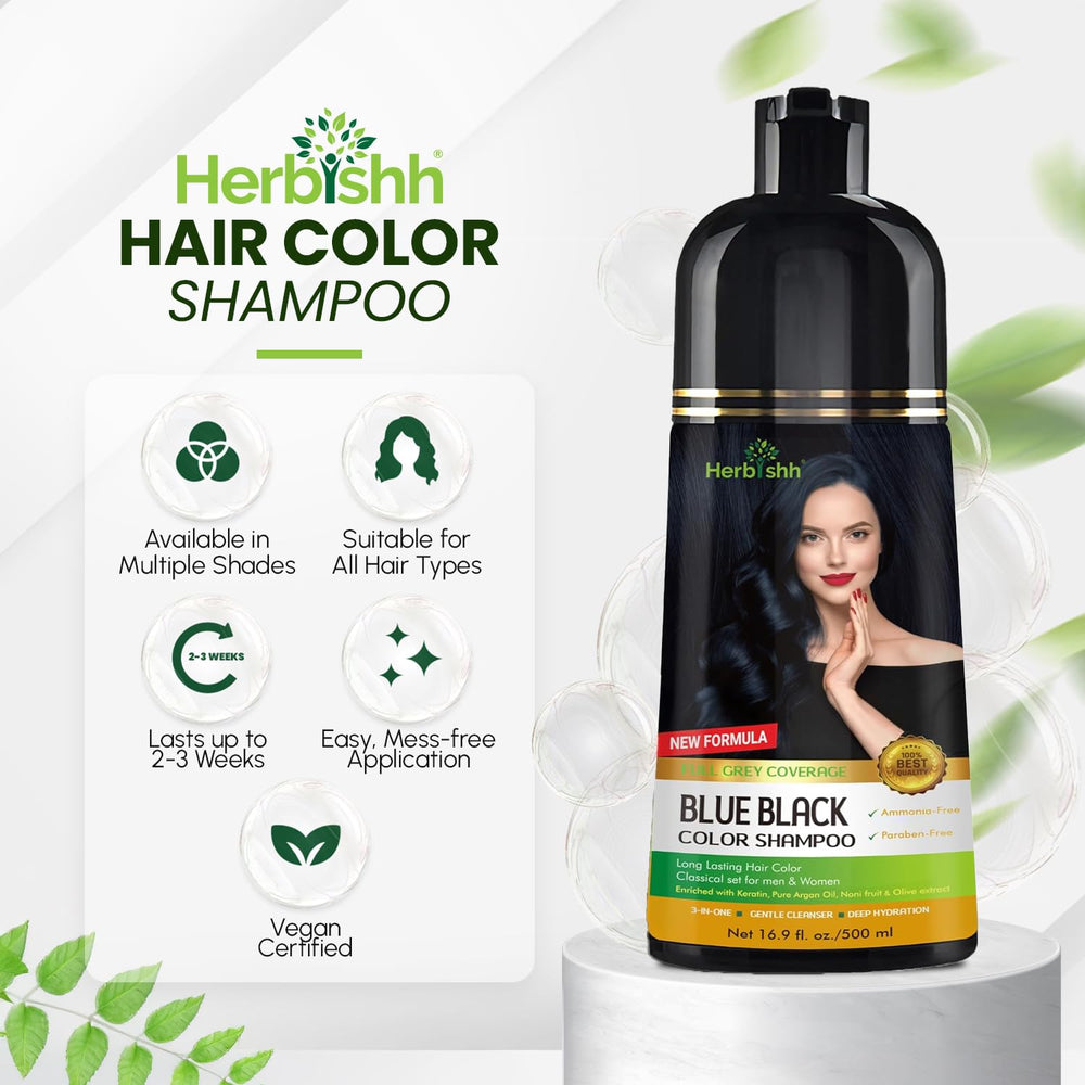 Herbishh Hair Color Shampoo foamy lather shown for gentle cleansing and color