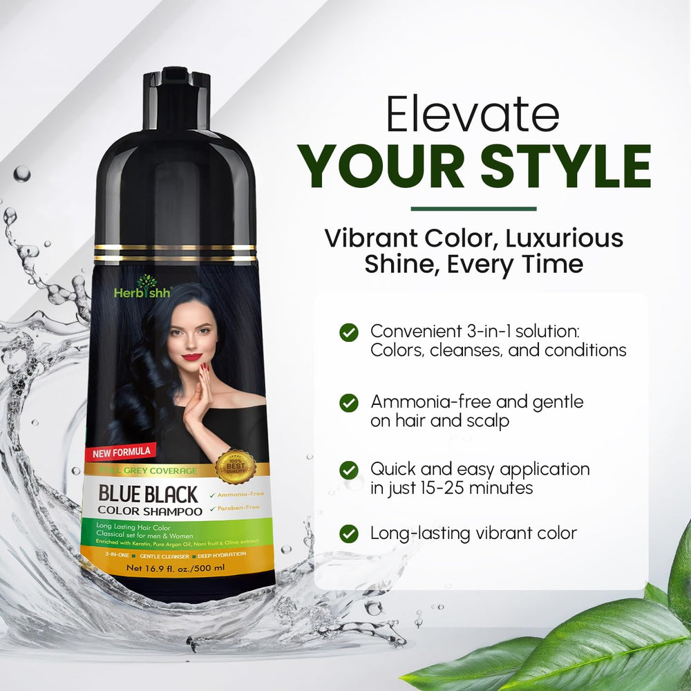 Herbishh Hair Color Shampoo being applied to gray strands