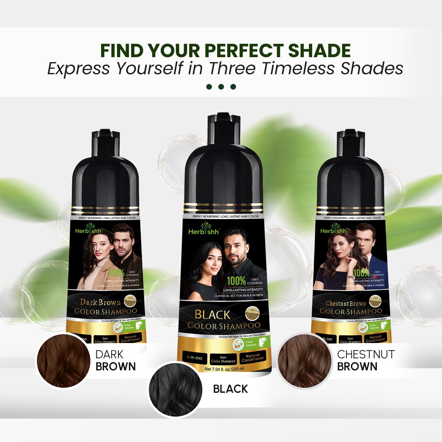 Herbishh Chestnut Brown Shampoo delivers shine and softness after use.