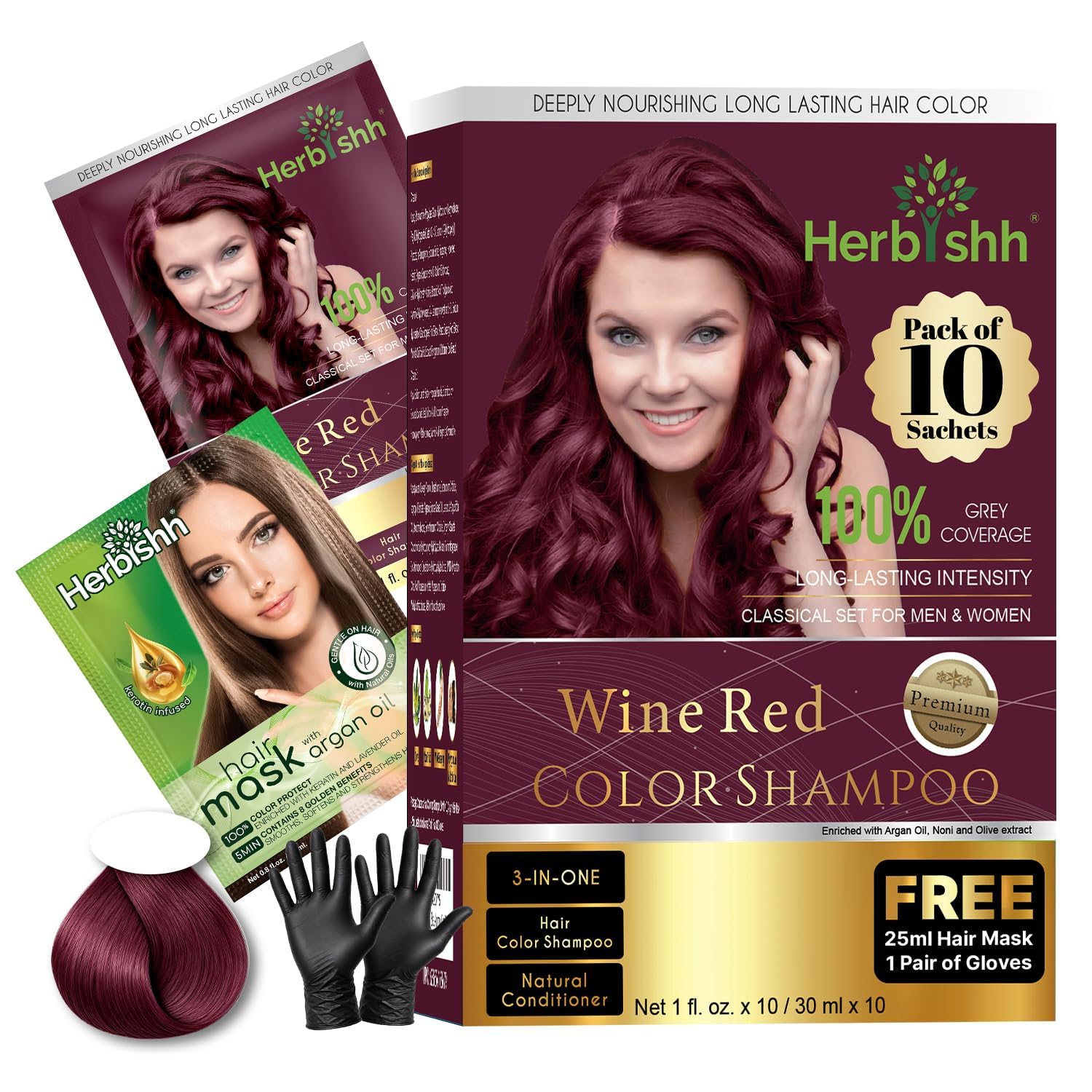 Herbishh front packaging showing wine red travel-ready color and benefits