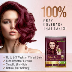 Herbishh sachet close-up highlighting premixed shampoo dye convenience