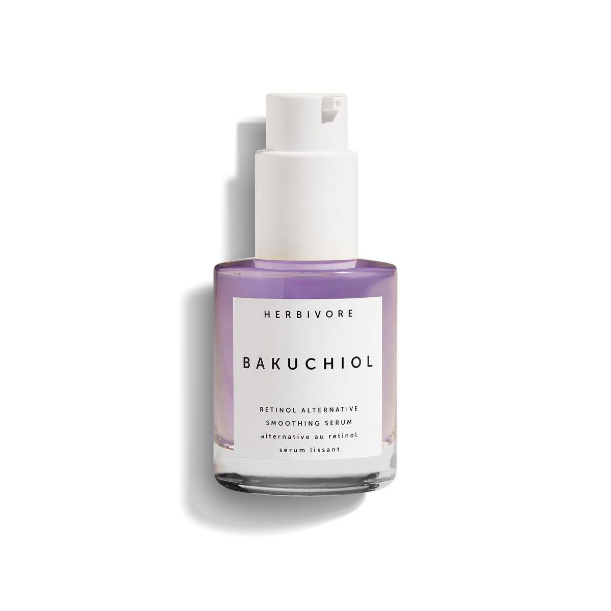 HERBIVORE Bakuchiol Serum bottle pour shows lightweight, hydrating formula for daily use